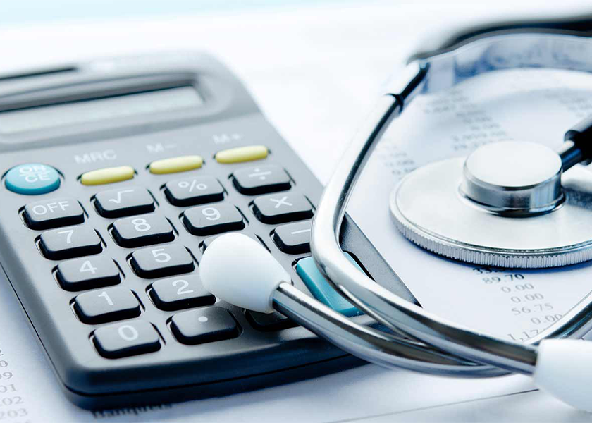 calculator and stethoscope