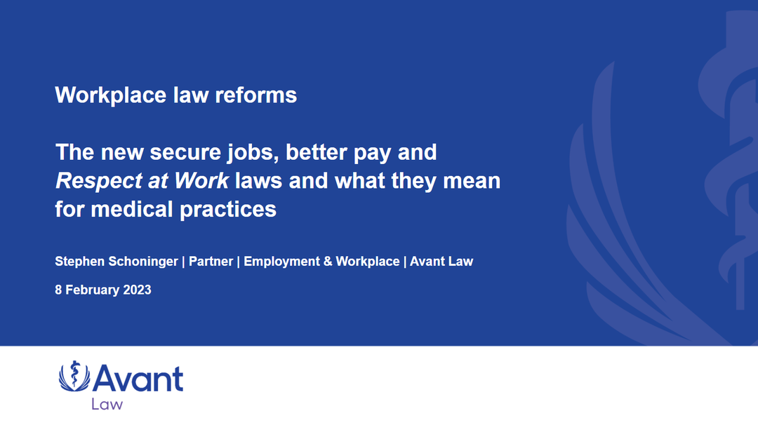 New Workplace laws - Avant