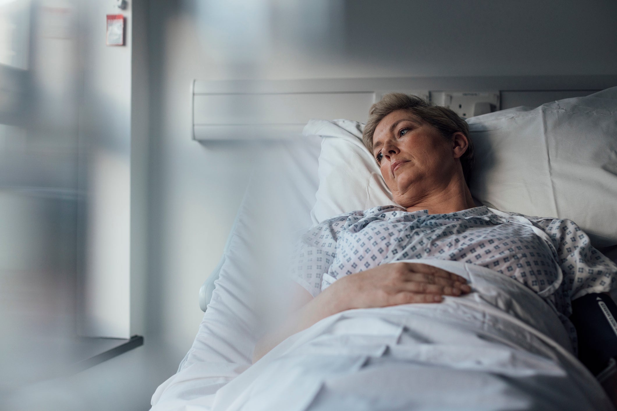 female patient in bed 