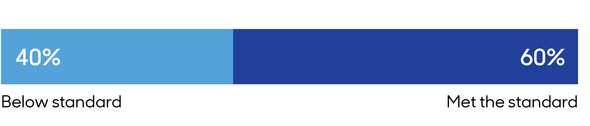 Chart showing: 60% met the standard and 40% below standard.