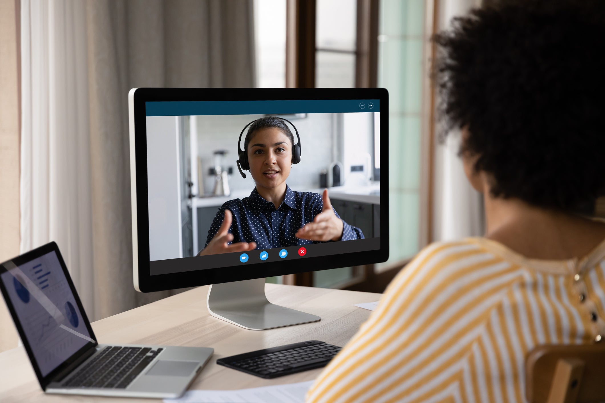 Telehealth with patient on computer screen