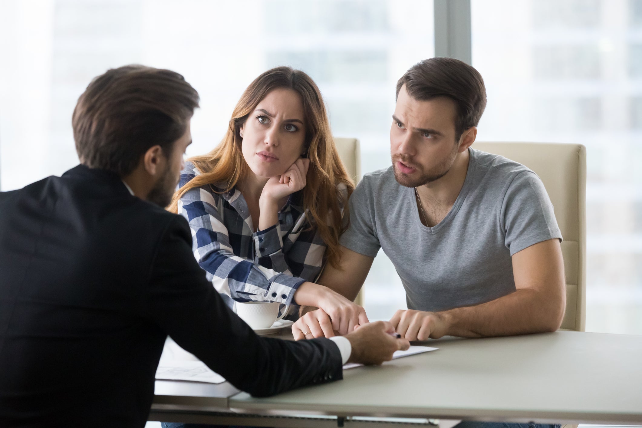 couple looking upset 