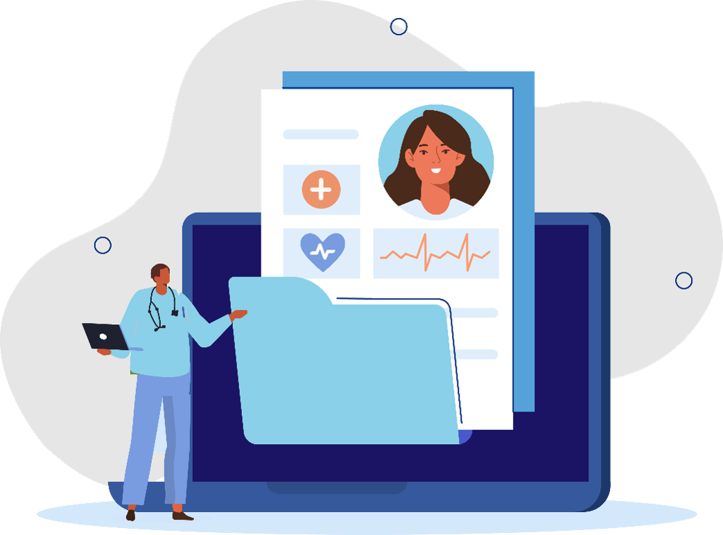 image of patient file with womans picture in corner