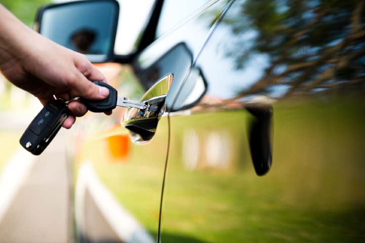 Car key opening car door