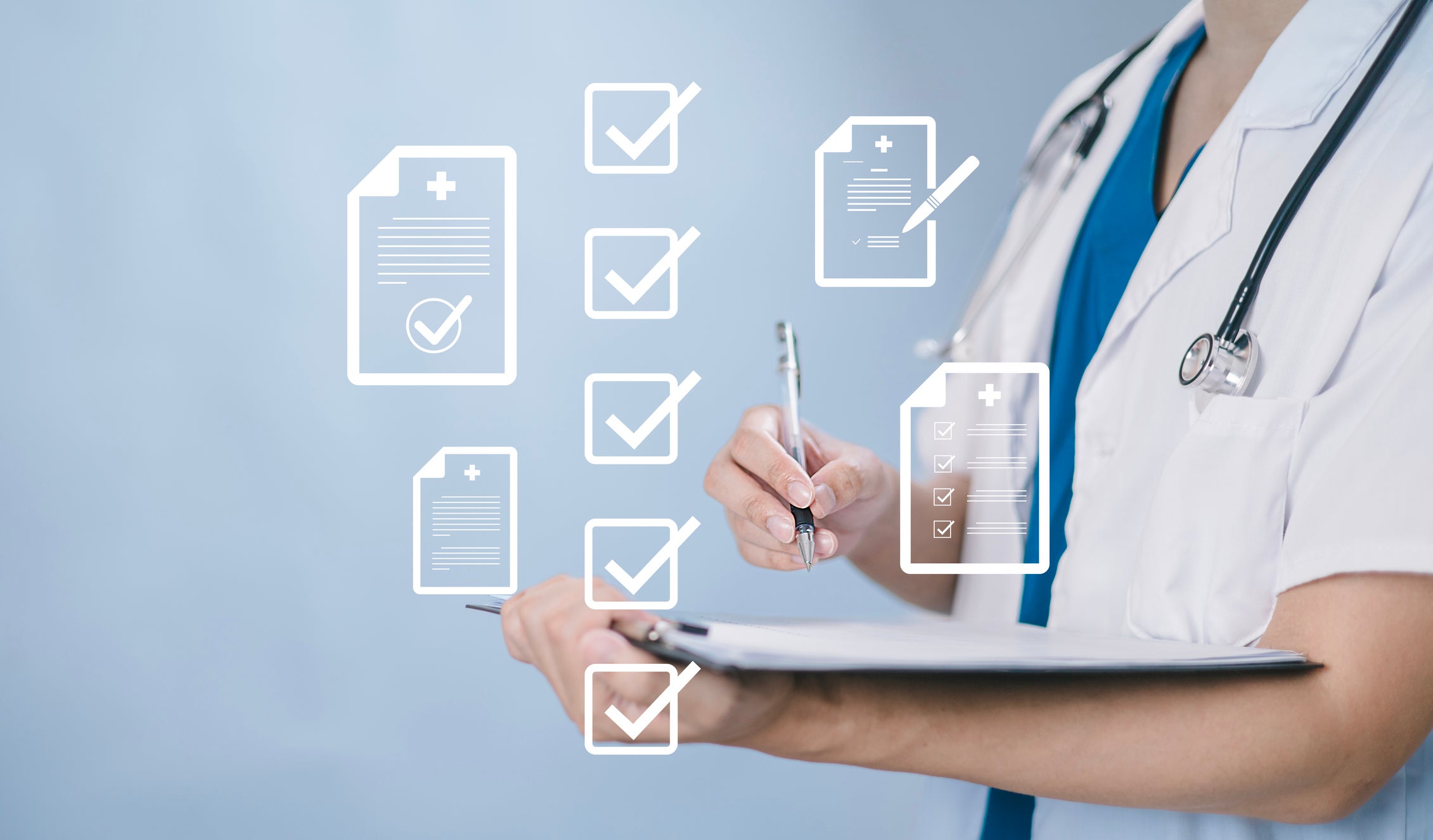 Medical practitioner taking a survey