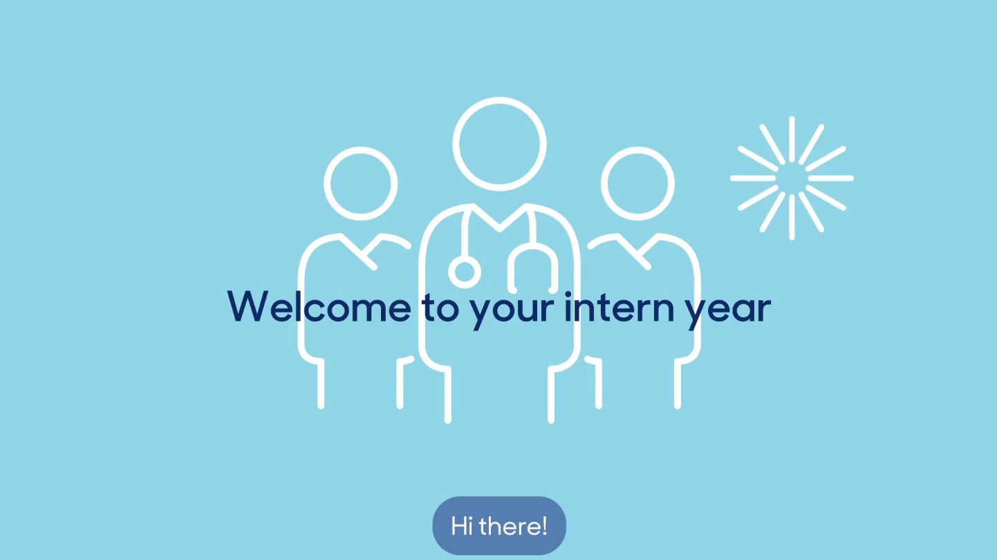 Video thumbnail with text reading Welcome to your intern year