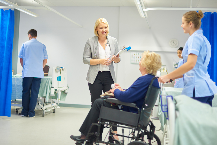 Doctor discharging patient from hospital