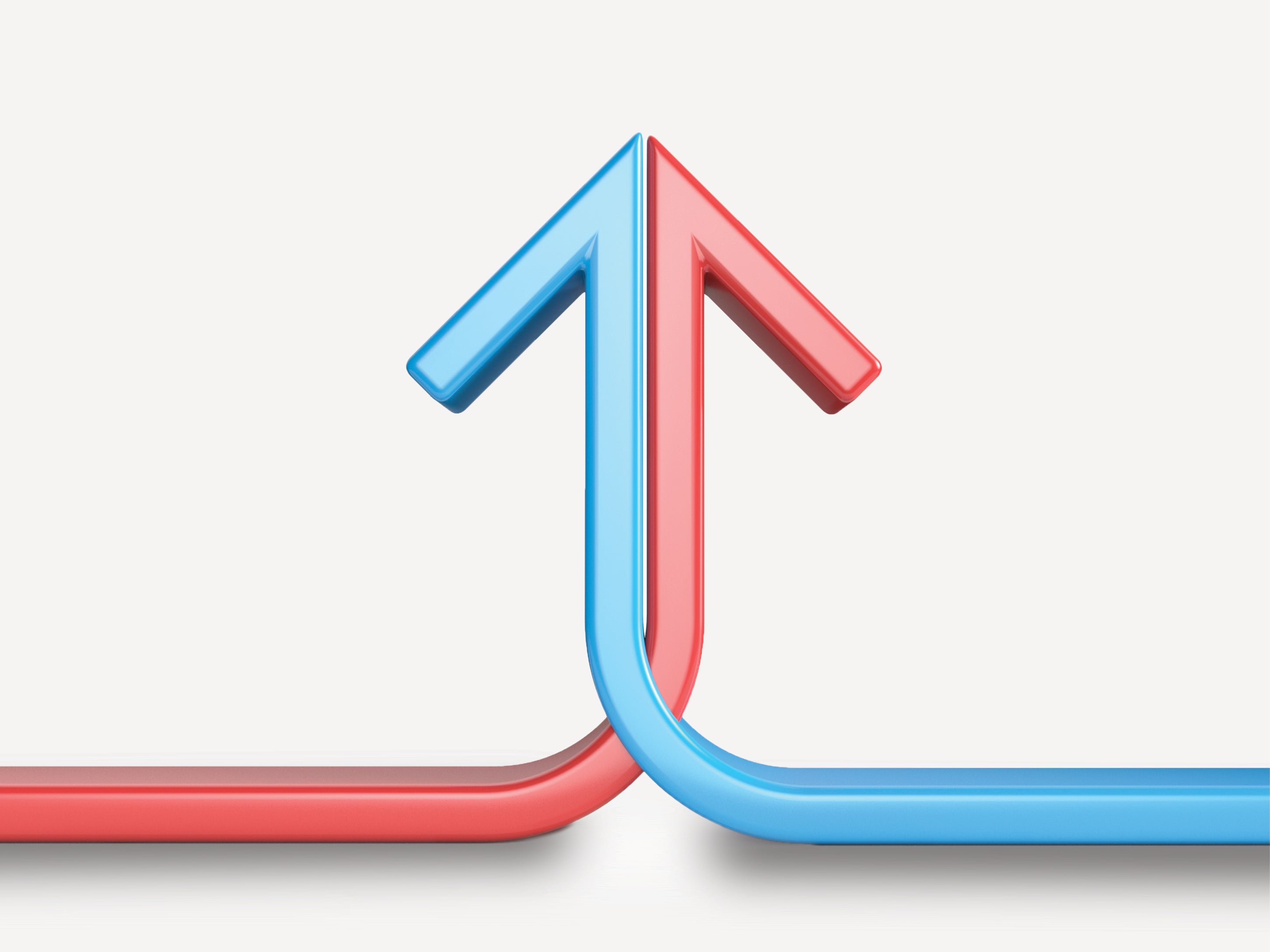 Graphic of 2 arrows meeting