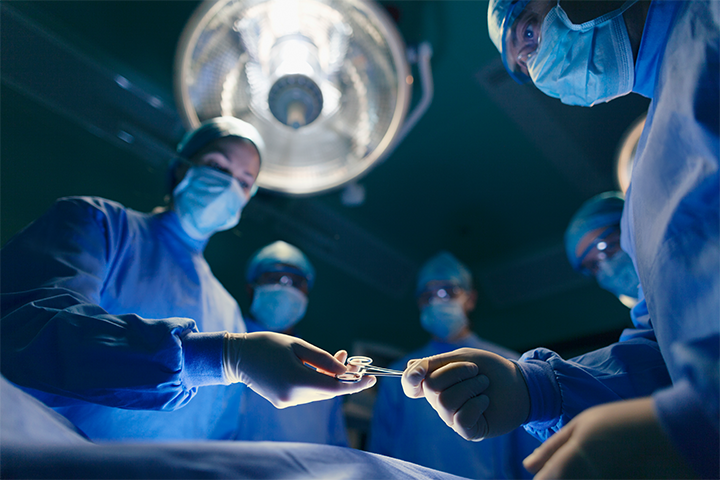 Patient view of operating theatre