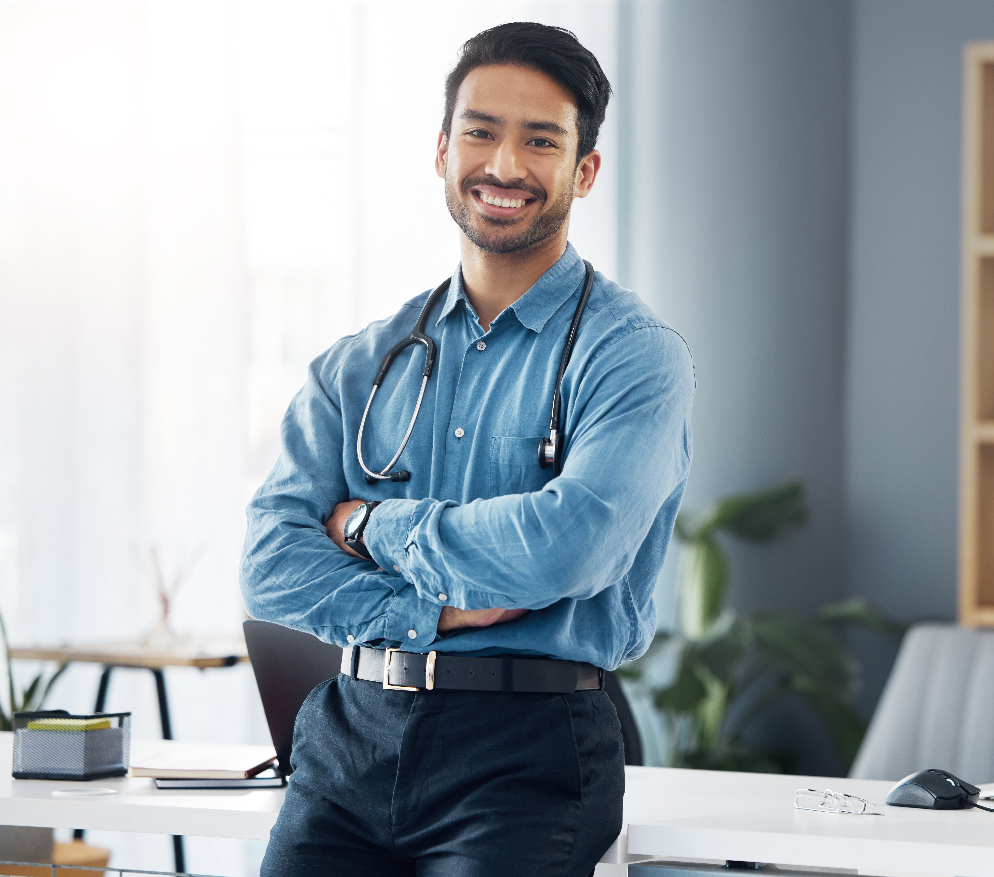 Doctor standing and smiling