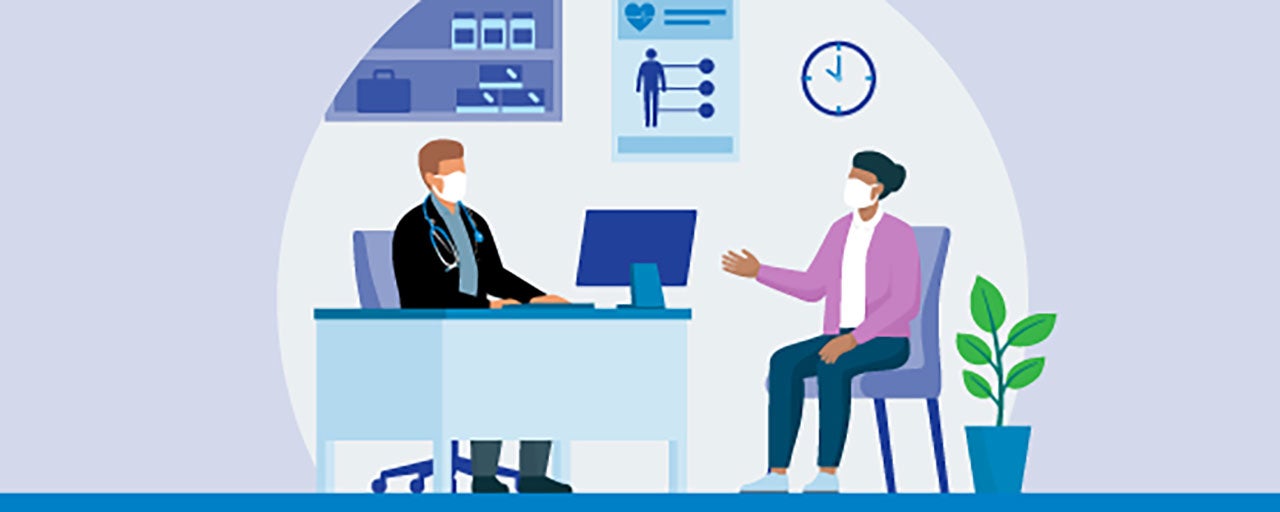 illustration of doctor speaking with patient