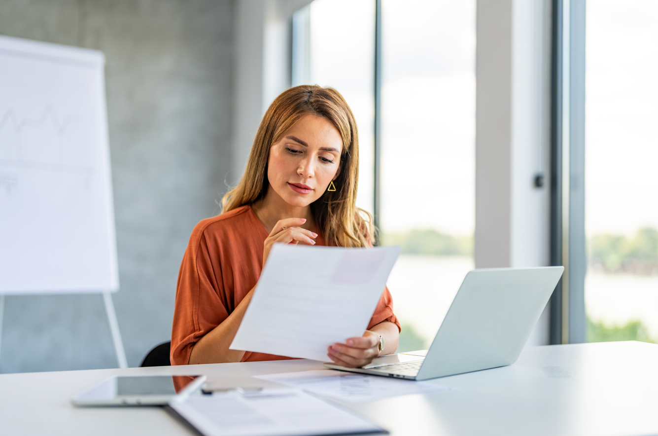 woman reading law letter