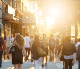 Pedestrians walking on sidewalk