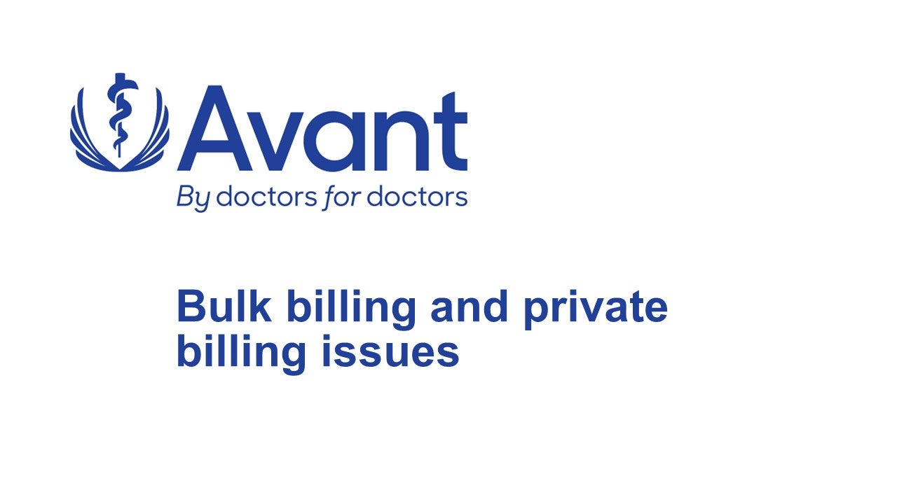 Title slide for video bulk billing and private billing issues