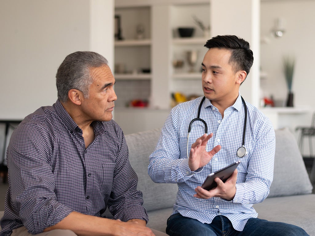 Doctor and patient speaking