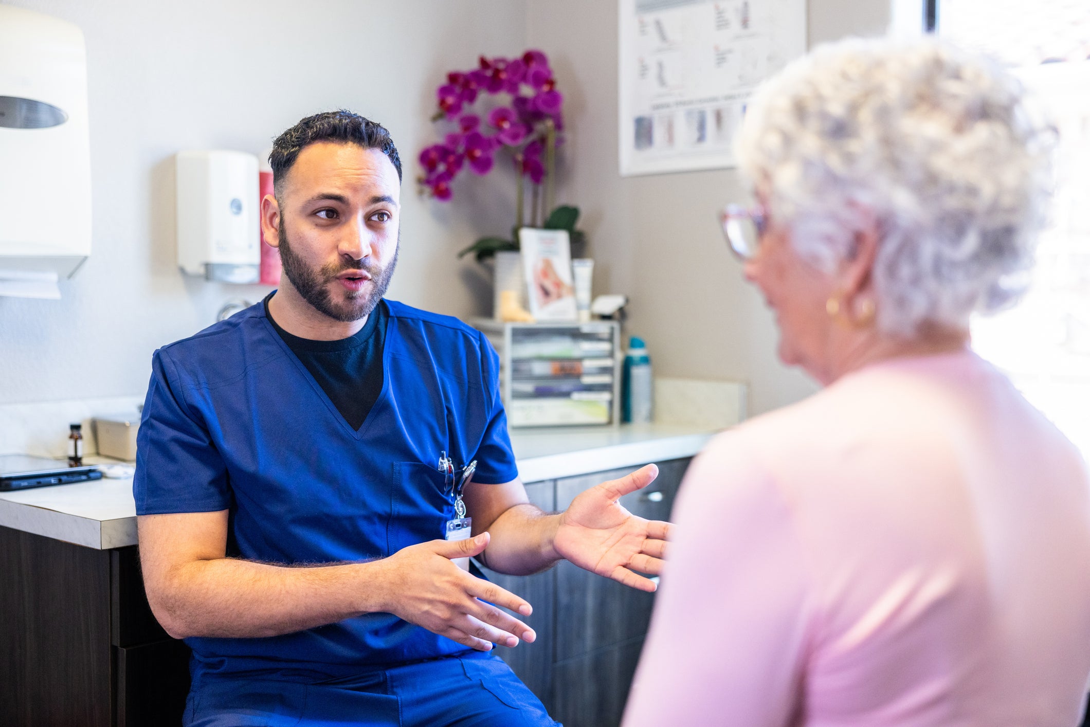male doctor and female patient