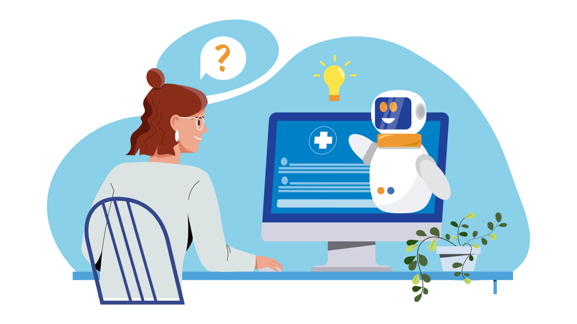 illustration person and robot 