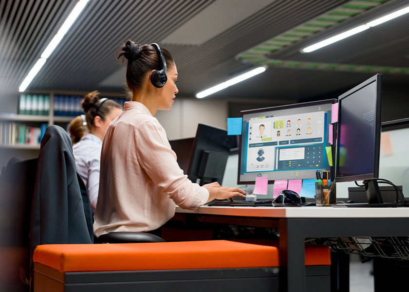 reception team working on computers