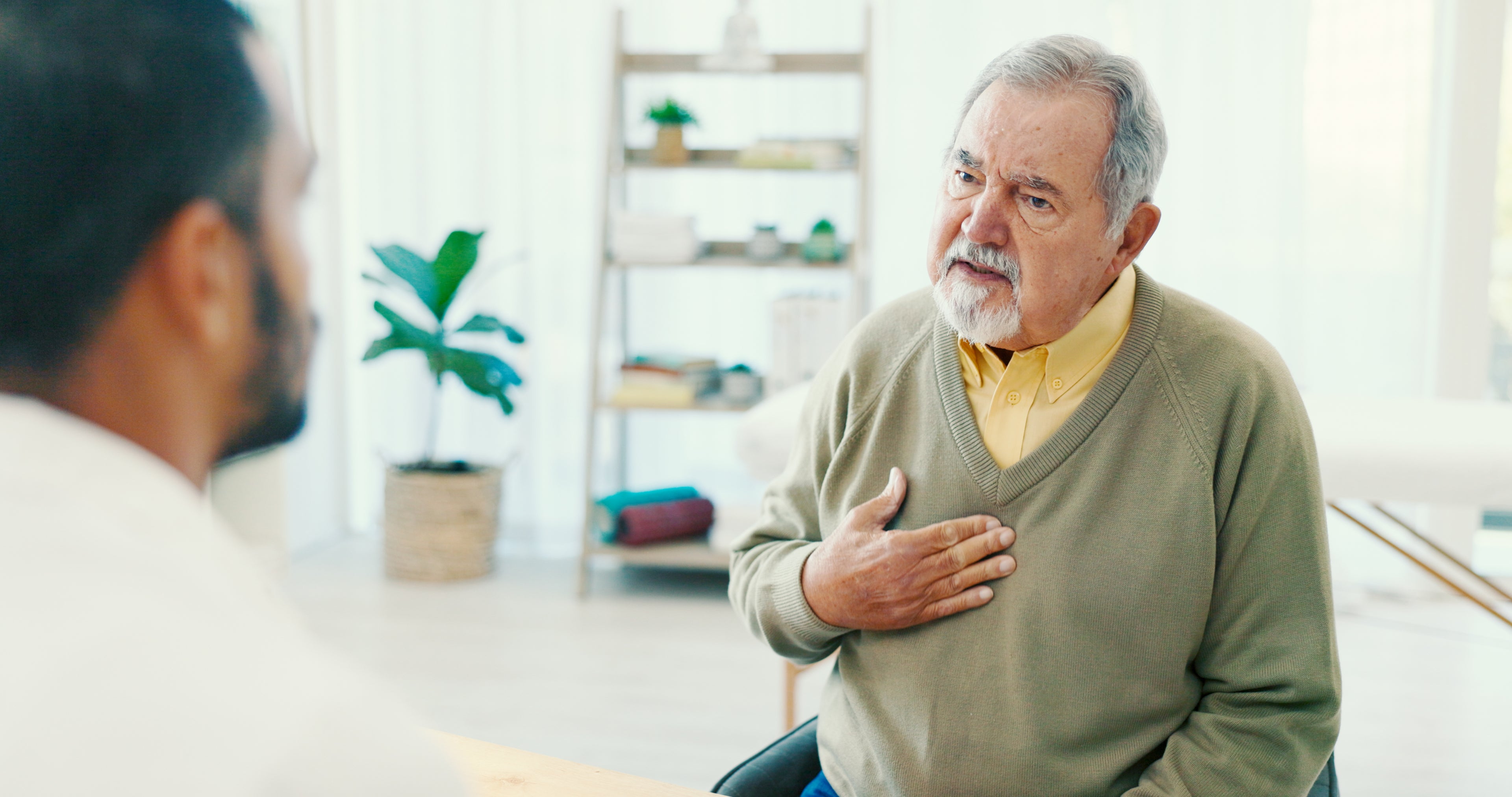 Male doctor in discussion with an older male patient 